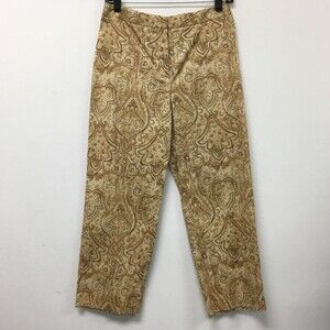 Charter Club Pants Size 4 Beige Brown Khaki Katherine Fit Floral Flowers NWOT
